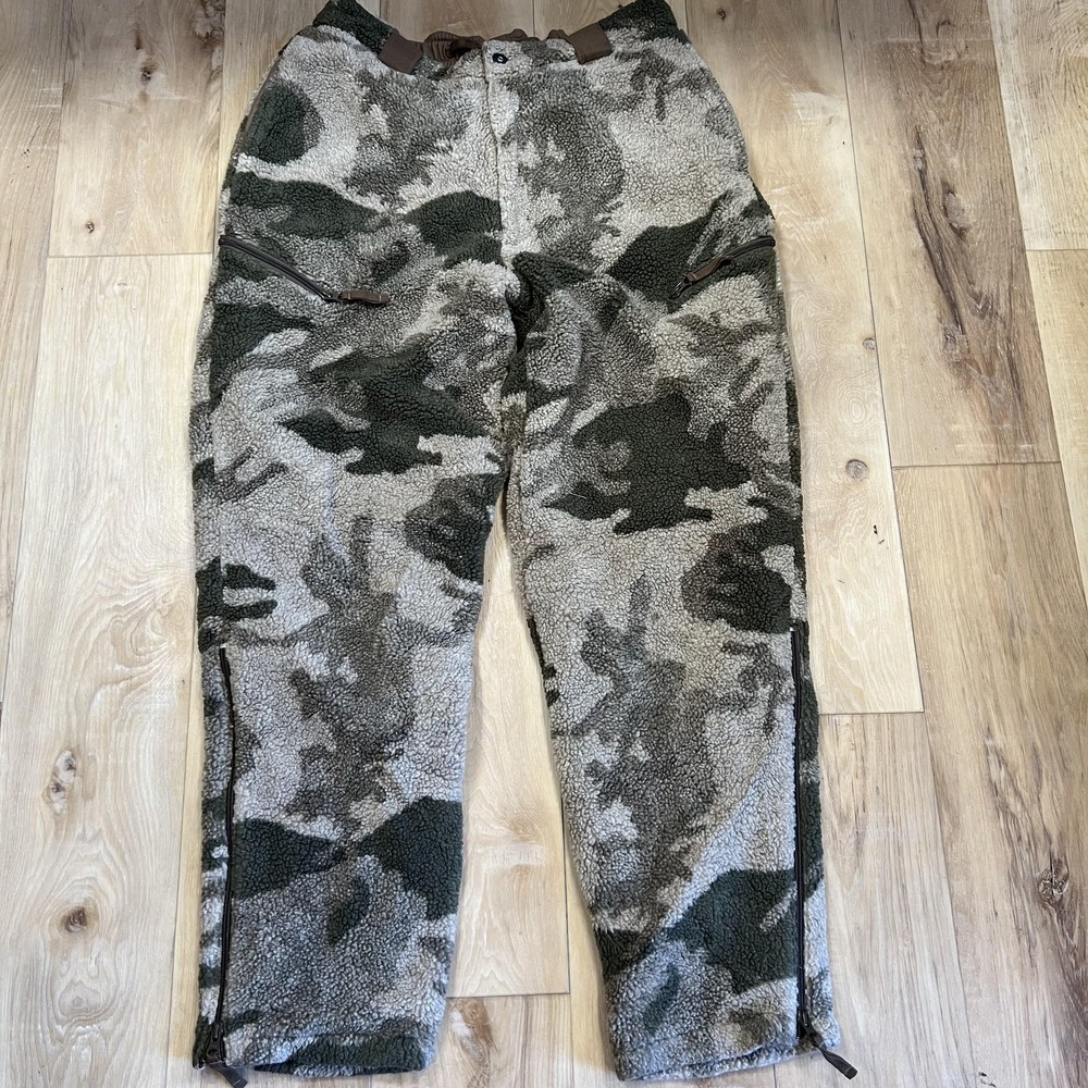 Cabela's Berber 4MOST Windshear lined Pants Mens XL Camo Fleece Hunting Zip Leg